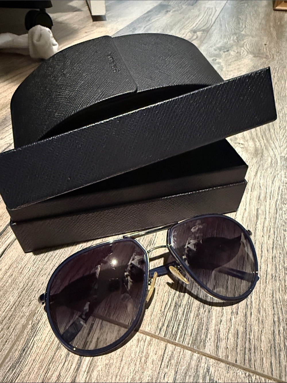 Prada Men's Aviator Sunglasses in dark blue